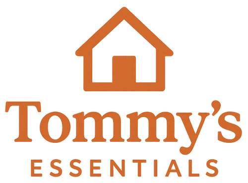 Tommy's Essentials logo with a house icon on a white background